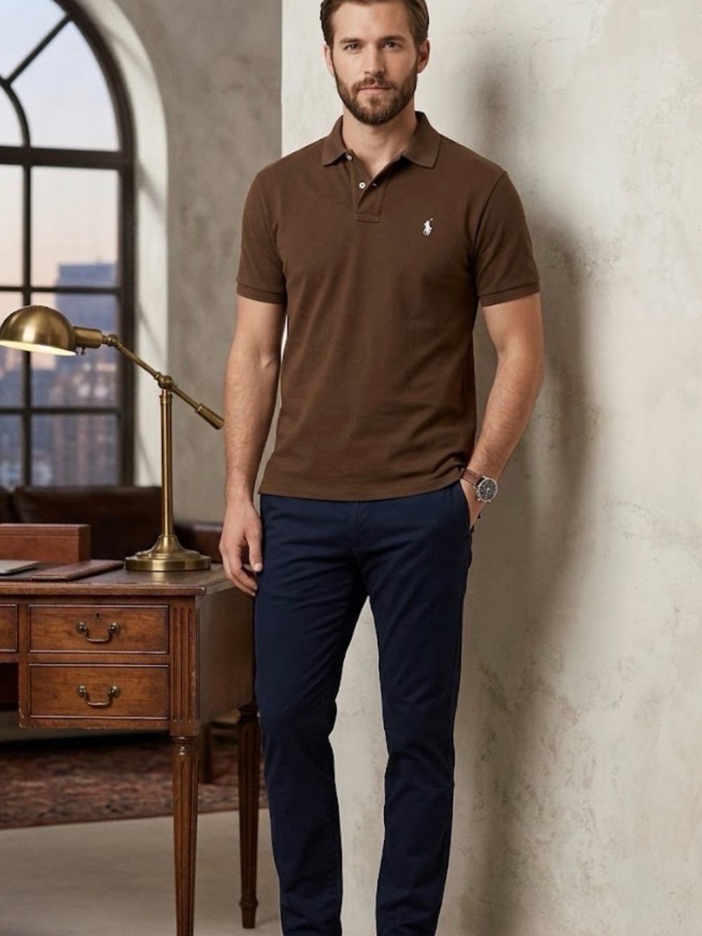 Ralph Lauren Brown Short-Sleeve Polo with Embroidered Pony